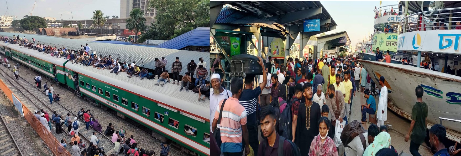 বাস লঞ্চ ট্রেনে ঘরমুখী মানুষের স্রোত