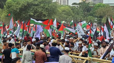 মার্চ ফর গাজা: সকাল থেকে সোহরাওয়ার্দীতে মানুষের ঢল